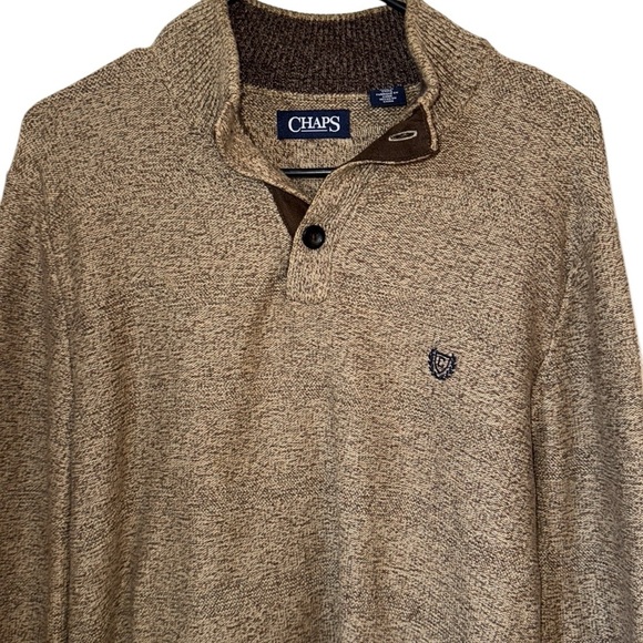 🌹CHAPS 3-BUTTON 1/4 MOCK NECK MARLED TWIST SWEATER - Picture 3 of 6